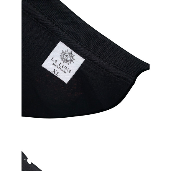 La Luna Black Skull Floral Rose Cropped T shirt XL - Picture 4 of 5